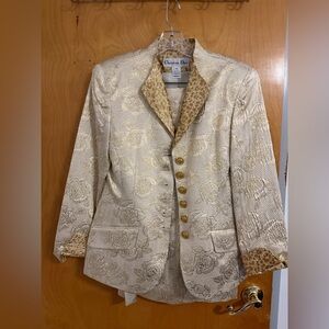 Dior Cream and Gold Floral Brocade Blazer